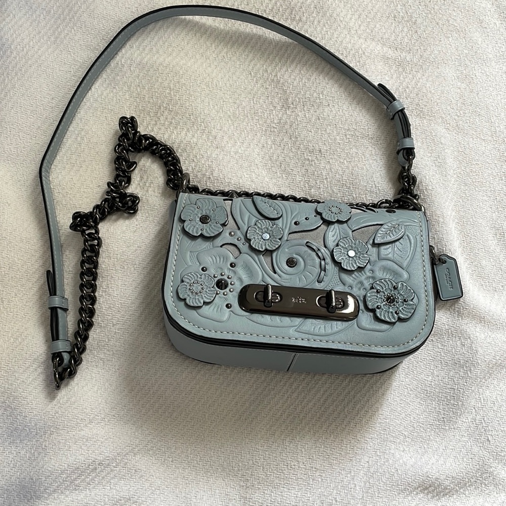 Coach Dusty Blue Flower Crossbody bag